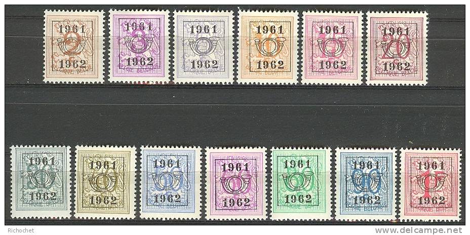 Belgique PRE712 à 724 (54) 1961-1962 ** - Typos 1951-80 (Chiffre Sur Lion)