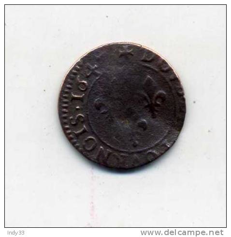 - FRANCE LOUIS XIII . DOUBLE TOURNOI 164? . - 1610-1643 Luigi XIII Il Giusto