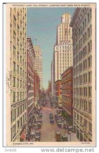 KANSAS CITY - PETTICOAT LANE ( 11th STREET ) LOOKING EAST FROM MAIN STREET - 1936 - OLD POSTCARD - - Kansas City – Kansas