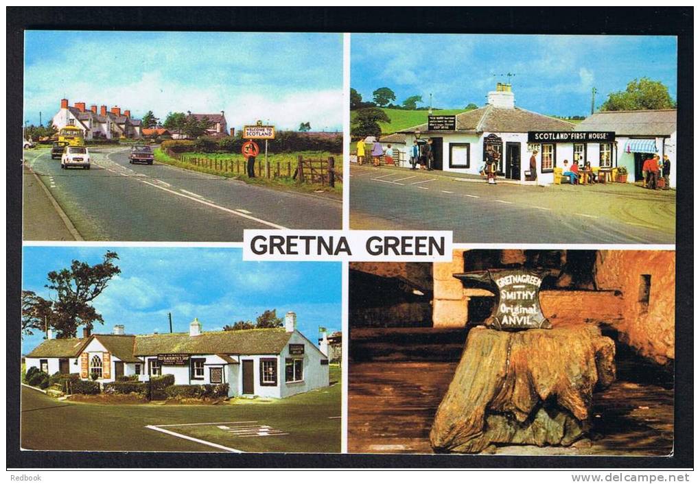 RB 836 - Multiview Postcard - South Approach -  Blacksmith's Shop - First House In Scotland - Anvil - Gretna Green - Dumfriesshire