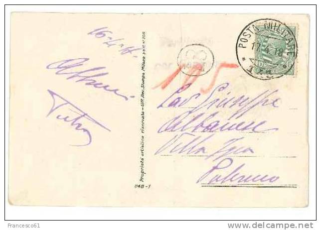 $3-1896 ILLUSTRATORI MAUZAN POSTA MILITARE 143 1918 PIEGA ORIZZONTALE - Mauzan, L.A.