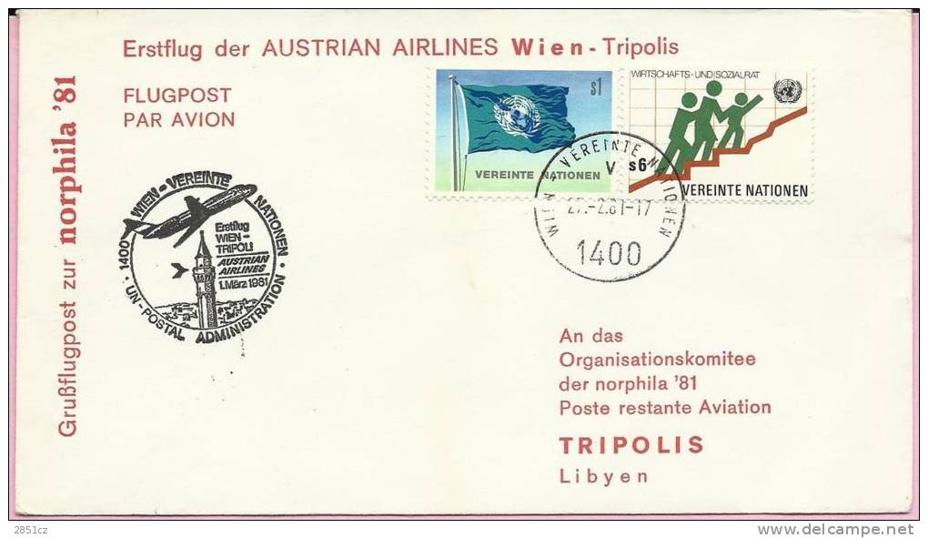 Airmail -  WIEN-TRIPOLI / Norphila '81 / Un Postal, 1981., Austria, Cover - Autres & Non Classés