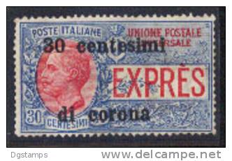 Trento & Trieste 1919 YT14 Partial Gum. 30 Centesimi Di Corona On 30 Centesimi EXPRES. Good. - Trente & Trieste