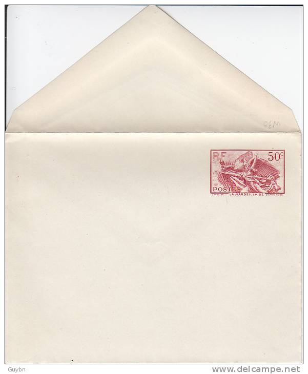 < Entier, Stationery, Ganzsachen .. Enveloppe TSC 50c La Marseillaise ..  COM W 3a .. Cote 40 Euro - Enveloppes Types Et TSC (avant 1995)