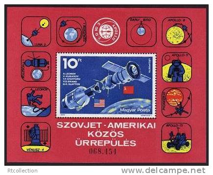 Magyar Posta Hungary 1975 Apollo Soyuz Space Test Project  Venusz Luna Leonov MNH Michel 3053 Bl.111A Scott C361 - Collections