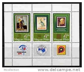 Magyar Posta Hungary 1984 Espana Madrid Ausipex Melbourne Stamps On Stamp Philatelic Exhibition Michel 3670-3672 Bl.171B - Nuovi