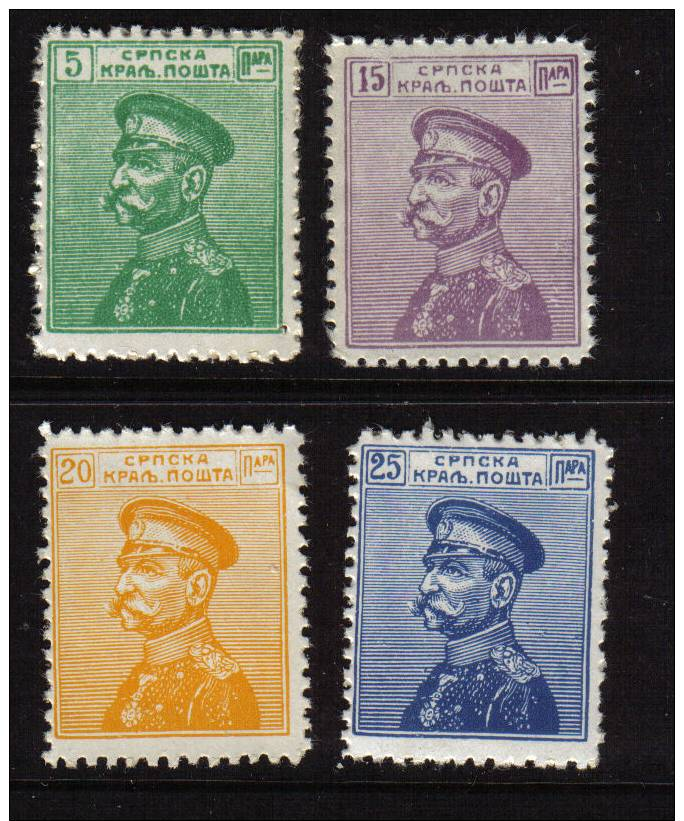 SERBIA 1911 MNH UNMOUNTED MINT 4 VALUES  KING PETAR 1 - Serbia