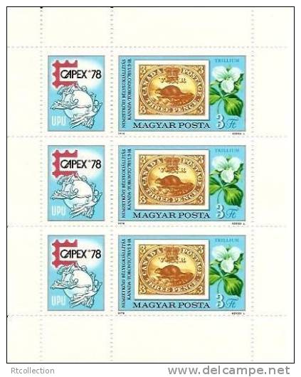 Magyar Posta Hungary 1978 CAPEX '78 UPU Beaver Trillium Flowers Flower Philatelic Exhibitions MNH Michel 3293 Sc2532 - Collections