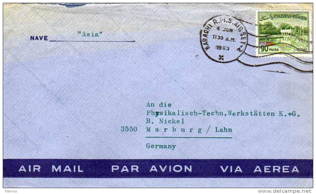 Carta Aérea, KARACHI 1963, Pakistan, Cover - Pakistan