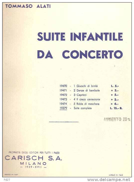 PARTITION DE TOMMASO ALATI: SUITE INFANTILE DA CONCERTO - A-C