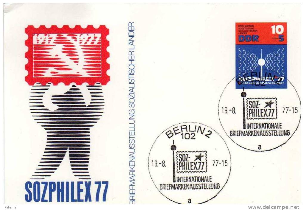 Tarjeta, Berlin 1977 SOZPHILEX77, DDR, , Alemania, - Brieven En Documenten