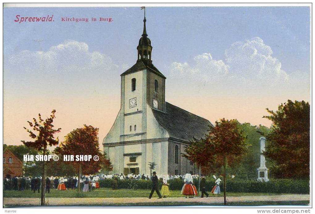 Um 1920/1930 Ansichtskarte  „Kirchgang In Burg“  Ungebrauchte Karte - Burg (Spreewald)