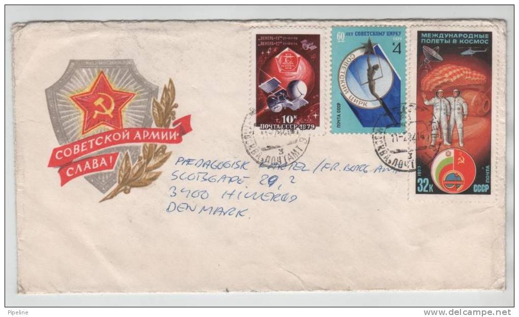 USSR Cover Sent To Denmark 11-2-1982 SPACE Stamps - FDC