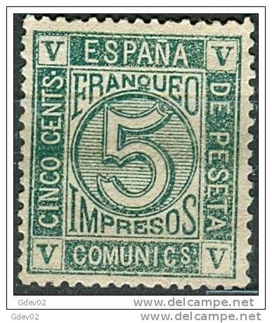 ES117-L2235TA.España.Spai N.Espagne.CIFRAS  Y AMADEO.1872. (Ed 117*).con Charnela.MAGNIFICO - Unused Stamps