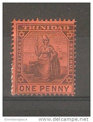 TRINIDAD - 1896 BRITANNIA ISSUE 1d BLACK & RED On RED USED (some Paper Adherence) - Trinidad Y Tobago