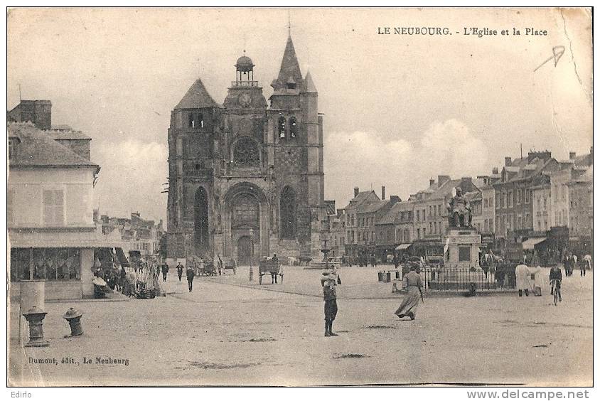 LE NEUBOURG L'église Et La Place - Timbrée Petitpli - Le Neubourg