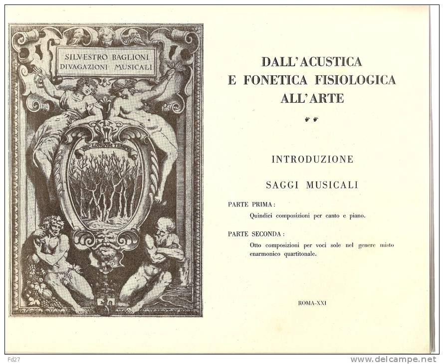 RECUEIL DE PARTITION DE SILVESTRO BAGLIONI: DALL´ACUSTICA E FONETICA FISIOLOGICA ALL´ARTE - A-C