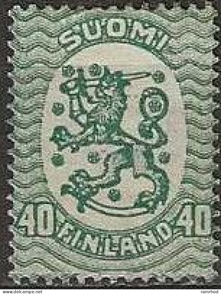 FINLAND 1917 Lion - 40p. Green MNG - Nuovi