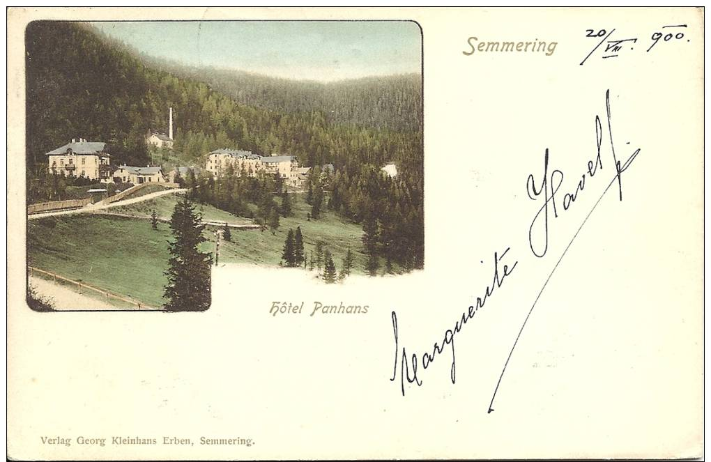SEMMERING - Hôtel Panhans - 1900 - Verlag Georg Kleinhauus Erben, Semmering - Sonstige & Ohne Zuordnung
