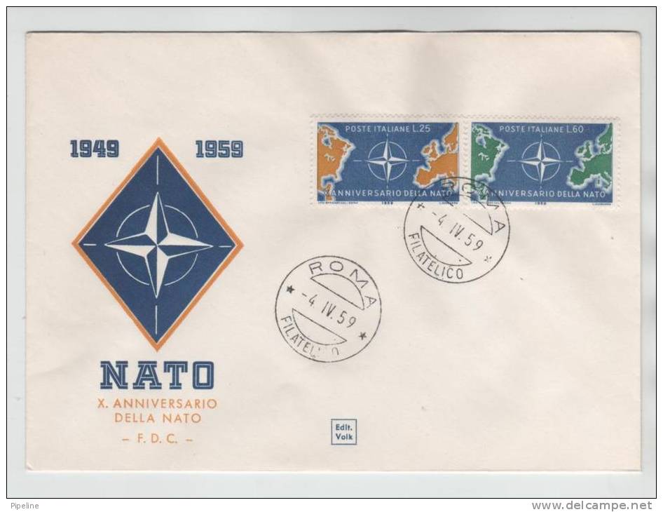 Italy FDC Nato 10th. Anniversary With Cachet Roma 4-4-1959 - OTAN