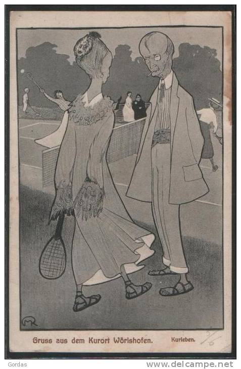 Germany - Gruss Aus Dem Kurort Worishofen - Carricature - Tennis Match - Bad Woerishofen