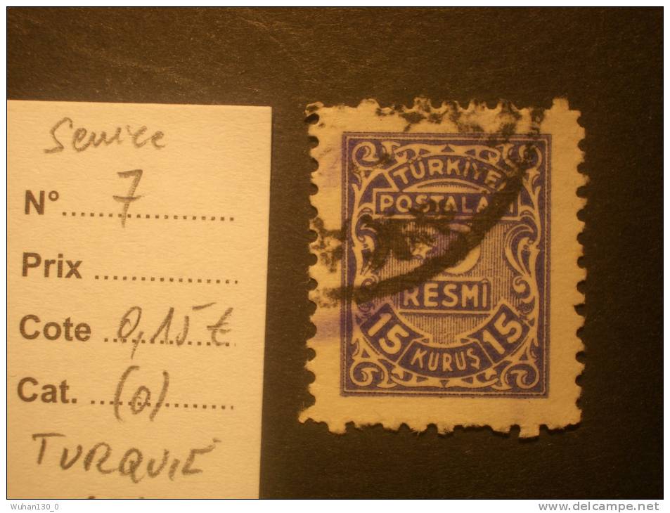TURQUIE  Service   ( O )  De  1949   "   T.P  De  Service    N°   S  7     "      1  Val . - Official Stamps