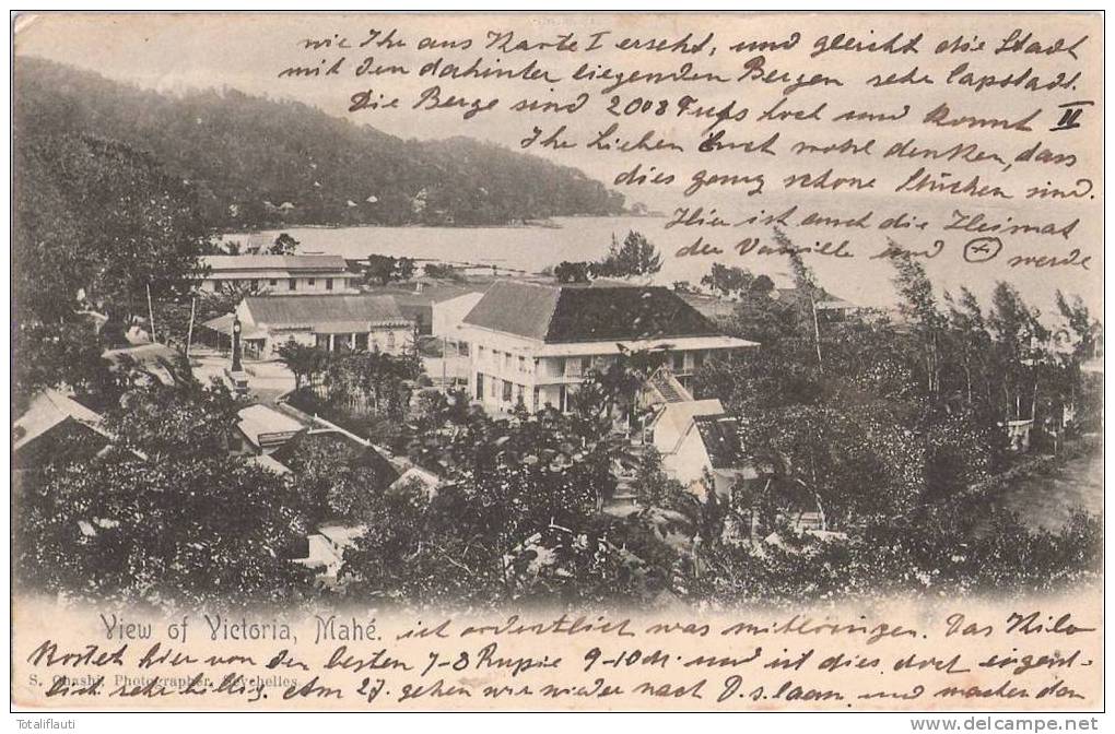 Mahe Seychellen View Of Victoria 27.9.1907 Ankunftstempel LUDWIGSLUST Weiter Nach TARNOW - Seychelles