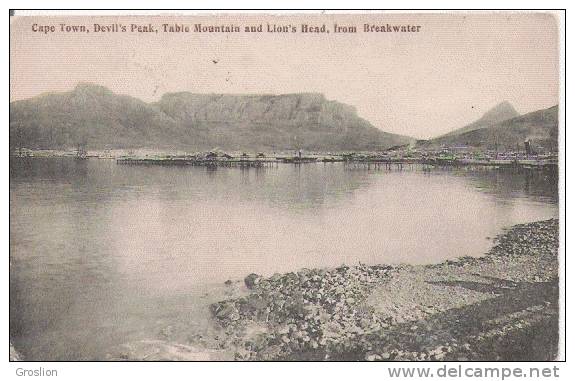 CAPE TOWN DEVIL'S PEAK TABLE MOUNTAIN AND LION HEAD FROM BREAKWATER 1907 - Afrique Du Sud