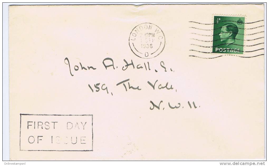 Great Britain:  FDC 1936 SG 457   Dd 1-9-1936, - ....-1951 Vor Elizabeth II.