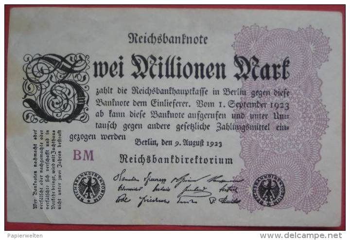 2000000 Mark 1923 (WPM 104c) 2 Millionen 9.8.1923 - 2 Miljoen Mark