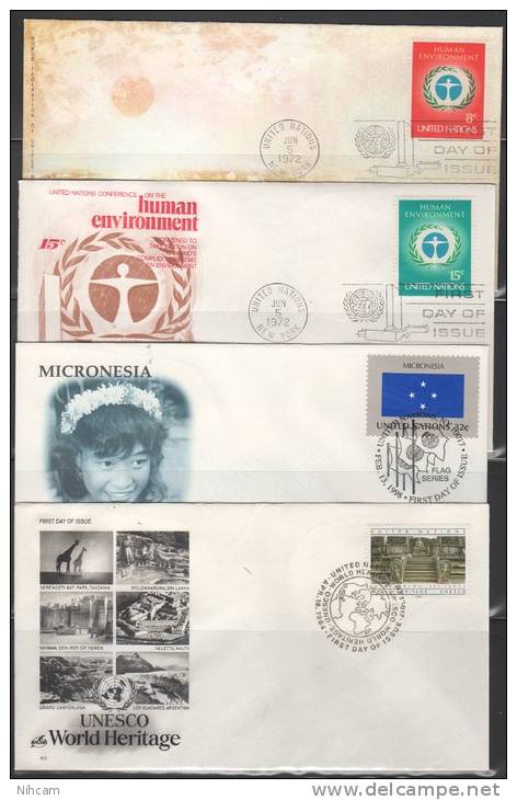 18 FDC Diff. ONU NEW YORK Dt Blocs De 4 Et Bf  (voir 5 Scan) - Collections (sans Albums)