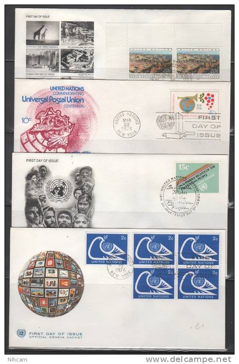 18 FDC Diff. ONU NEW YORK Dt Blocs De 4 Et Bf  (voir 5 Scan) - Collections (sans Albums)