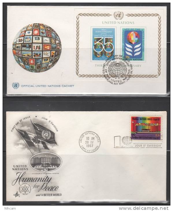 18 FDC Diff. ONU NEW YORK Dt Blocs De 4 Et Bf  (voir 5 Scan) - Collections (sans Albums)