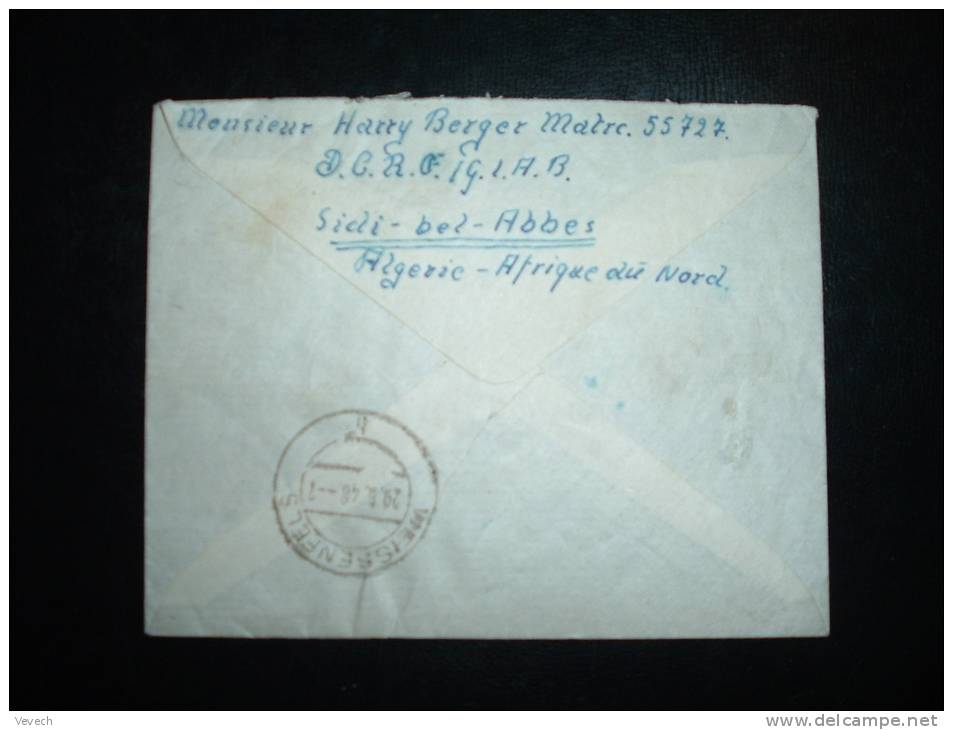 LETTRE PAR AVION POUR ALLEMAGNE ZONE RUSSE TARIF 33 F  OBL. 18-5-1948 SIDI BEL ABBES ORAN - Lettres & Documents