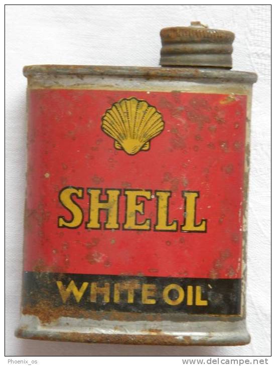 SHELL - Tin Box, White Oil For Mechanical Machines, Year Cca 1930 - Autres & Non Classés