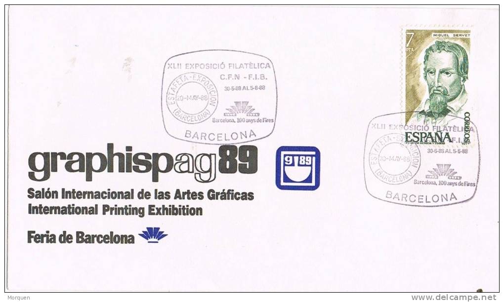 Carta Barcelona GRAPHISPACK 1989. Estafeta Exposicion Universal 1888 - Cartas & Documentos