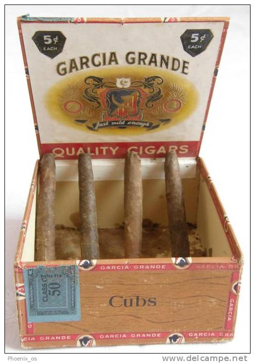 TOBACCO - Cubs Cigar Cases With 4 Original Cigar, Garcia Grande - United States, Year Cca 1930, - Sigarenkokers