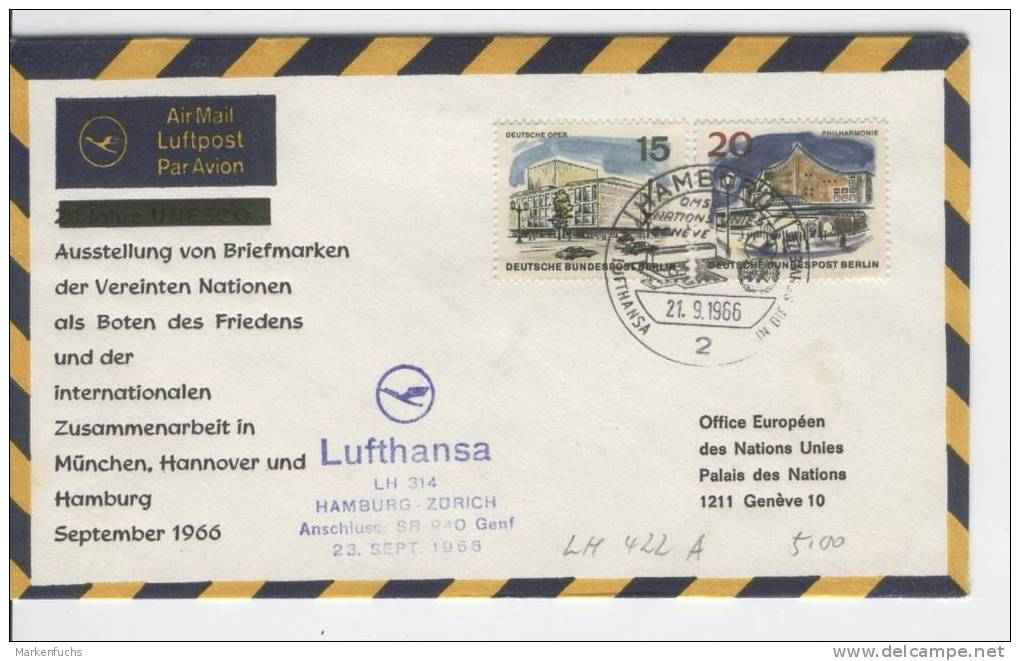 Luftpostbeleg /  Lufthansa  Hamburg - Zürich  23.9.1966 - Other & Unclassified