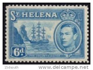 St. Helena - 1938 KGVI 6d MH* - Saint Helena Island