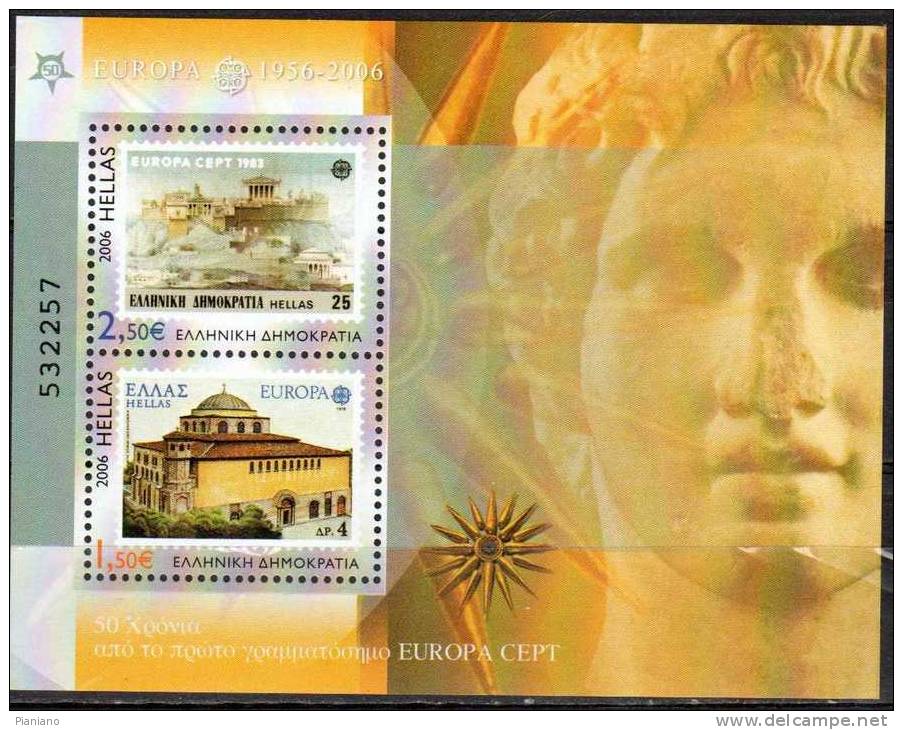 PIA  -  GRECIA  - 2006 : 50° Dei Primi Francobolli Europa    -   (Yv Bf  38) - Unused Stamps