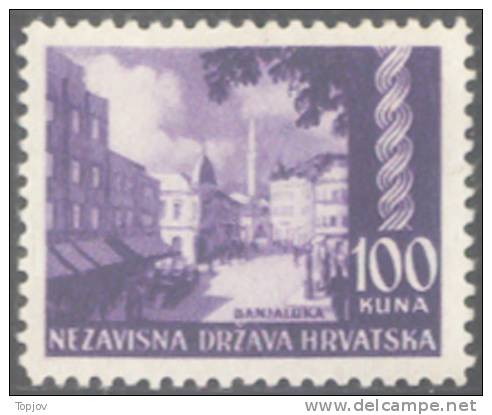CROATIA - KROATIEN - NDH - DISTRUTTO  MOSCHEA  BANJA LUKA BOSNIA +  STECHERZEICHEN "H" - **MNH - 1941 - Moscheen Und Synagogen