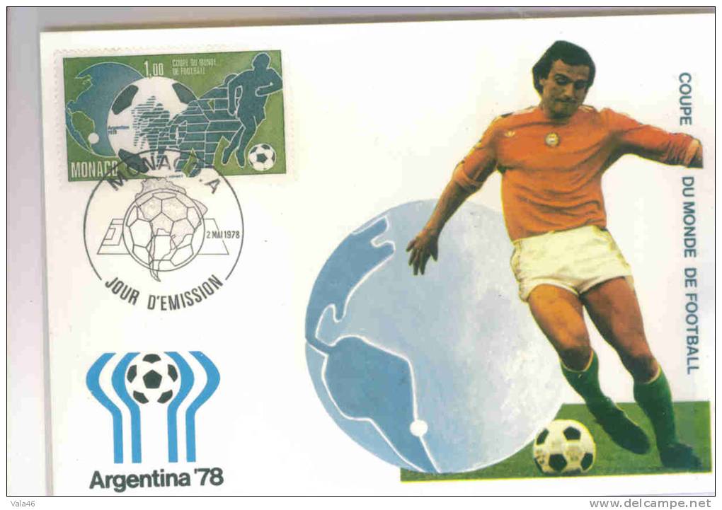 MONACO  COUPE DU MONDE FOOT ARGENTINE 1978 N° 1138  CARTE MAXIMUM - 1978 – Argentine