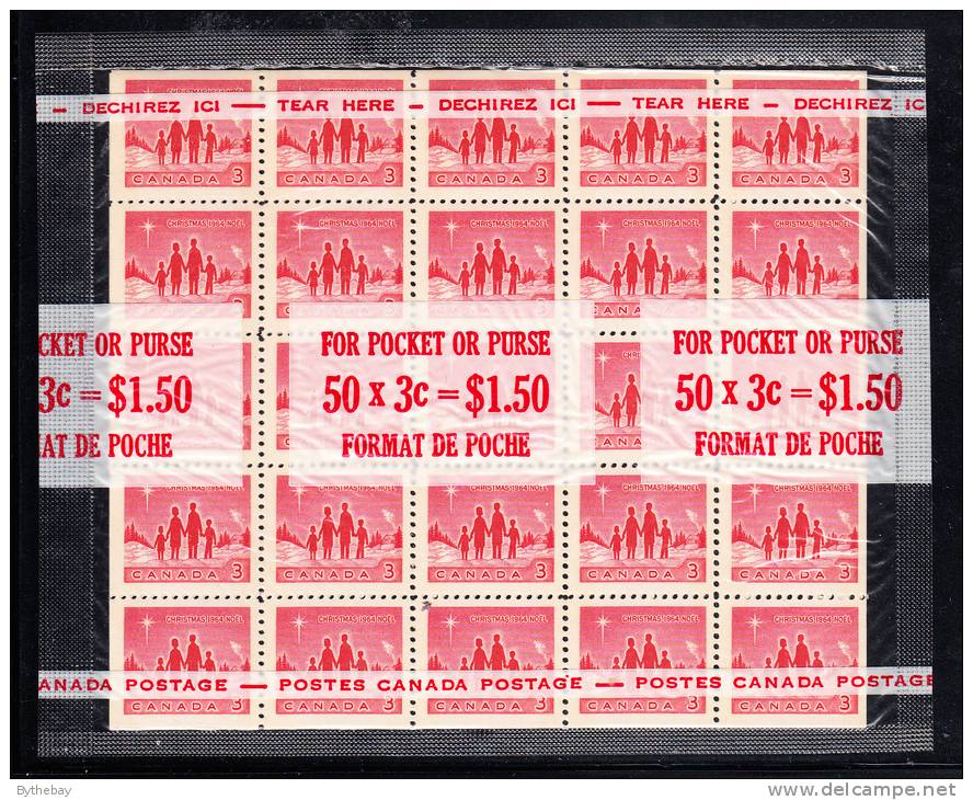 Canada MNH Scott #434q 3c Star Of Bethlehem - Christmas Tagged W2B Cello Paq With 2 Panes Of 25 - Feuilles Complètes Et Multiples