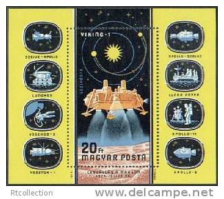 Magyar Posta Hungary 1976 Space Apollo Lunar Viking 1 USSR Venus Mission Stamp MNH Michel 55 Bl.121 Sc  C373 - Sammlungen