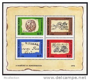 Magyar Posta Hungary 1972 9th Congress Of National Philatelists A Mabeosz  IX . Kongresszusa MNH Michel Bl.88A Sc B298 - Collections