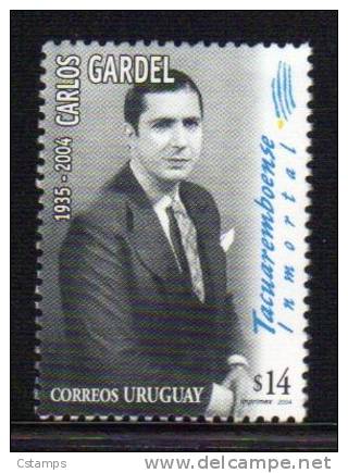 Tango - Carlos Gardel - Cantante - Cine - 2004 - Uruguay - 1 Sello Postal - Chanteurs