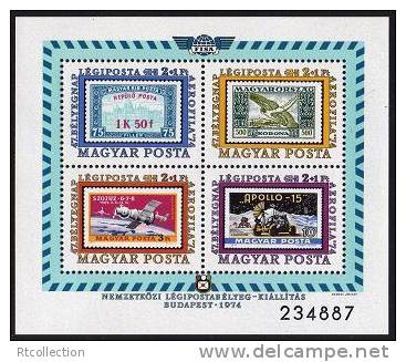 Magyar Posta Hungary 1974 Budapest Aerofila '74 Space FISA Air Post #1 Icarus Soyuz Apollo Michel Block 109A Scott CB36 - Unused Stamps