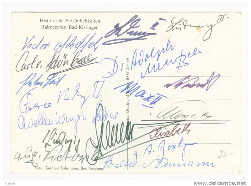 Postcard - Historische Personlichkeiten Rakoczyfest Bad Kissingen, Signatures    (V 8387) - Bad Kissingen