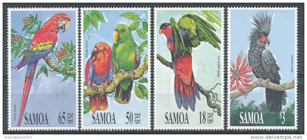 SAMOA 1991 BIRDS PARROTS SC# 786-789 FRESH VF MNH A BEAUTIFUL SET - Samoa (Staat)