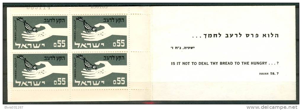 Israel BOOKLET - 1963, Michel/Philex Nr. : 282 "HUNGER", PLATE BLOCK NO - Mint Condition - TETE BECHE - Booklets